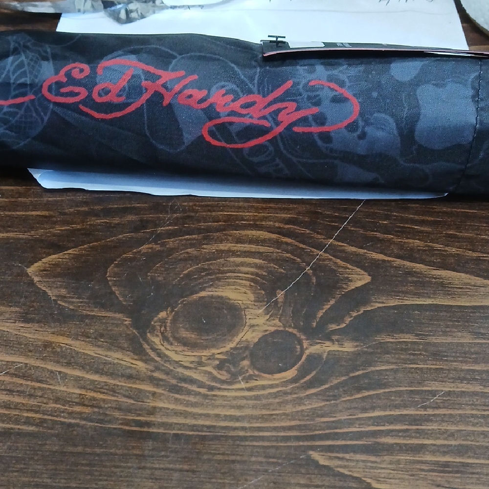 Ed Hardy Black Patterned Umbrella UNISEX NWT